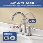 Brushed Nickel Bathroom Sink Faucet with Pop Up Drain