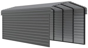 Compact Galvanized Steel Carport with Enclosure 10' x 29