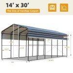 Spacious 14'x30' RV Carport - Weather-Resistant Shelter