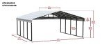 Galvanized Steel Double Carport Kit, 20' x 20