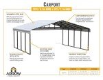Galvanized Steel Double Carport Kit, 20' x 20