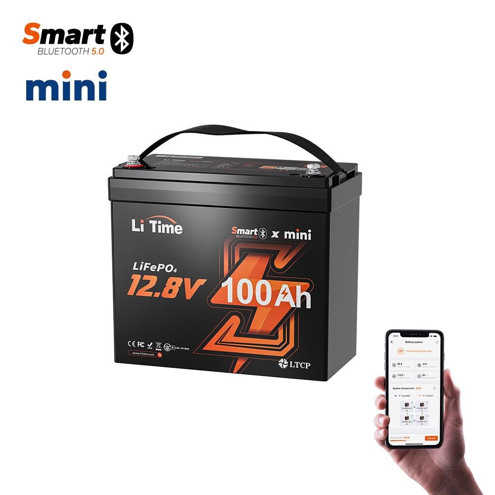 LiTime 12V 100Ah Mini Bluetooth LiFePO4 Battery