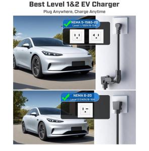 Portable EV Charger, 16Amp Adjustable Current, 110V-240V