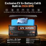 12V 320Ah Deep Cycle Lithium Battery with BMS