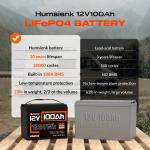 Humsienk 12V 100Ah Bluetooth Lithium Battery