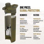GRAYL GeoPress 24 oz Water Purifier Bottle - Filter for Hiking, Camping, Survival, Travel (Olive Drab)