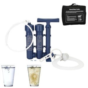 PRO - 99.999% Purification Rate Hand Pump Water Filter, High Volume Water Purifier Camping, Outdoor Portable Group Water Purifier Military Grade Survival and Emergency Preparedness