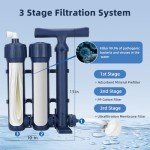 PRO - 99.999% Purification Rate Hand Pump Water Filter, High Volume Water Purifier Camping, Outdoor Portable Group Water Purifier Military Grade Survival and Emergency Preparedness