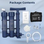 PRO - 99.999% Purification Rate Hand Pump Water Filter, High Volume Water Purifier Camping, Outdoor Portable Group Water Purifier Military Grade Survival and Emergency Preparedness