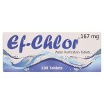 Ef-Chlor Water Purification Tablets/Drops (167 mg - 100 Tablets) - Potable Water Treatment for Emergencies, Survival, Travel, and Camping, Purificador De Agua (5.2-6.6) Gallons Water in 1 Tablet