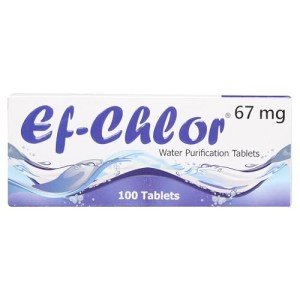 Ef-Chlor Water Purification Tablets/Drops (67 mg - 100 Tablets) - Potable Water Treatment for Emergencies, Survival, Travel, and Camping, Purificador De Agua (3.28-5.28) Gallons Water in 1 Tablet