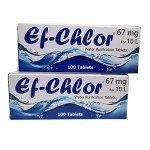 Ef-Chlor Water Purification Tablets/Drops (67 mg - 100 Tablets) - Potable Water Treatment for Emergencies, Survival, Travel, and Camping, Purificador De Agua (3.28-5.28) Gallons Water in 1 Tablet