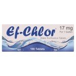 Ef-Chlor Water Purification Tablets (17 mg - 100 Tablets), Purifies 1 Gallon Water in 1 Tablet - Portable Drinking Water Treatment - Ideal for Emergencies, Survival, Travel and Camping