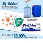Ef-Chlor Water Purification Tablets/Drops 33 mg - Pack of 100 Tablets - Potable Drinking Water Treatment Ideal for Emergencies, Survival, Travel, and Camping, Purifies 2.64 Gallons in 1 Tablet