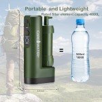 Pro Electric Water Purifier Survival w/Hand Pump, Portable Water Filter Camping Backpacking Hiking Outdoor Travel Emergency, Water Filtration System Survival, Water Purification Tablets Alternative
