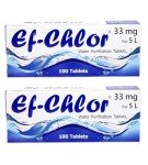 Ef-Chlor Water Purification Tablets/Drops (33 mg - 100 Tablets) - Potable Drinking Water Treatment Ideal for Emergencies, Survival, Travel, and Camping, Purifies 2.64 Gallons in 1 Tablet, (Pack of 2)