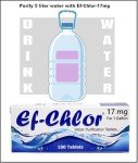 Ef-Chlor Water Purification Tablets (17 mg - 100 Tablets), Purifies 1 Gallon Water in 1 Tablet - Portable Drinking Water Treatment - Ideal for Emergencies, Survival, Travel and Camping