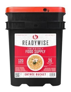 READYWISE - Emergency Food Supply Bucket, 120 Servings, MRE Meal Food Supply, Premade, Freeze Dried Survival Food for Hiking, Adventure & Camping Essentials, Individually Packaged, 25 Year Shelf Life