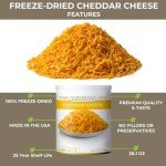 Nutristore Freeze-Dried Cheddar Cheese Shredded | Amazing Taste & Quality | Perfect for Snacking, Backpacking, Camping, or Home Meals | Emergency Survival Food Storage | 25 Year Shelf-Life (1-Pack)
