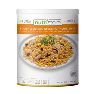 Nutristore Freeze-Dried Southwestern Style Pork and Rice | Emergency Survival Bulk Food Storage Meal | Perfect for Everyday Meals and Long-Term Storage | 25 Year Shelf Life | USDA Inspected (1-Pack)
