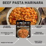 Peak Refuel Beef Pasta Marinara | 49g Protein | 1040 Calories | 100% Real Meat | Premium Freeze Dried Backpacking & Camping Food | 2 Servings | Ideal MRE Survival Meal (2 Serving Pouch)