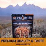 Peak Refuel Beef Pasta Marinara | 49g Protein | 1040 Calories | 100% Real Meat | Premium Freeze Dried Backpacking & Camping Food | 2 Servings | Ideal MRE Survival Meal (2 Serving Pouch)