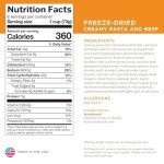 Nutristore Freeze-Dried Creamy Pasta and Beef | Emergency Survival Bulk Food Storage Meal | Perfect for Everyday Quick Meals and Long-Term Storage | 25 Year Shelf Life | USDA Inspected (1-Pack)