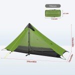 Ultralight Tent 3-Season Backpacking Tent 1 Person Camping Tent, Outdoor Lightweight LanShan Camping Tent Shelter for Camping, Trekking, Kayaking, Climbing, Hiking, 1 Person/Green