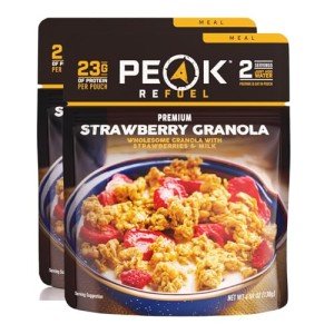 'Peak Refuel Strawberry Granola | Premium Freeze Dried Camping Food | Backpacking & Hiking MRE Meals | Just Add Water | 100% Real Fruit | 23g of Protein | 2 Servings | Ideal MRE Survival Meal (2-Pack)