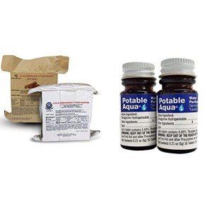 S.O.S. Rations Emergency 3600 Calorie Food Bar (2 Pack) + Potable Aqua Water Purification Tablets (100 Count)