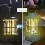 GTSYDING Camping Lantern Vintage Camp Light Dimmable USB C Rechargeable Portable Hanging Tent Retro COB Lights for Power Outages, Survival, Hiking, Bar (5.4 in Height, Green)