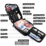 Survival First Aid Kit with Tourniquet, 6" Israeli Bandage, Splint, Tactical Military Combat Molle IFAK for Wound Care, Bleeding Control, Trauma Hemorrhage and More