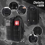 Survival First Aid Kit with Tourniquet, 6" Israeli Bandage, Splint, Tactical Military Combat Molle IFAK for Wound Care, Bleeding Control, Trauma Hemorrhage and More