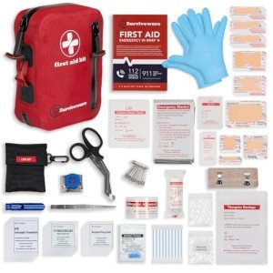 Surviveware 98 Pcs Waterproof Premium Survival First Aid Kit - Survival Emergency Preparedness for Travel Camping Gear, Survival Kit and Outdoor Emergencies - HSA & FSA Eligible Survival Kit