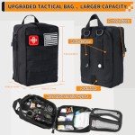 Survival Kit, Gifts for Men Women Teen Boys, 252 pcs Survival Gear and Equipment Mini First Aid Kit for Car Home, Emergency Kit with Molle System for Earthquake, Outdoor Adventure, Car Travel (Black)