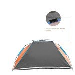 Oileus X-Large 4 Person Beach Tent Sun Shelter - Portable Sun Shade Instant Tent for Beach with Carrying Bag, Stakes, 6 Sand Pockets, Anti UV for Fishing Hiking Camping, Waterproof Windproof, Orange