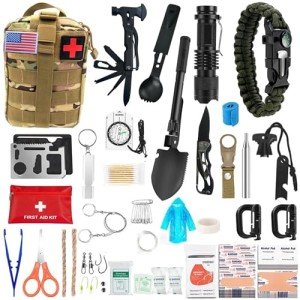 Ultimate Survival Kit 72 in 1, Emergency First Aid Kit for First Aid, Convenient Complete Survival Bag, Complete Lightweight First Aid Kit, Survival Military Camping Gear
