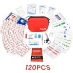 Emergency Kit 120 Piece Travel Car Survival Gear First Aid Kit,Waterproof Emergency Mini First Aid Kit,Portable Small First Aid Kit for Survival Car Travel Office Camping Sports Hiking (Red)