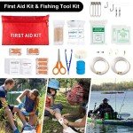 Emergency Survival Kit, 151 Pcs Survival Gear First Aid Kit, Outdoor Trauma Bag with Tactical Flashlight Knife Pliers Pen Blanket Bracelets Compass for Camping Earthquake or Adventures (Black)