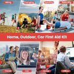 Emergency Kit 120 Piece Travel Car Survival Gear First Aid Kit,Waterproof Emergency Mini First Aid Kit,Portable Small First Aid Kit for Survival Car Travel Office Camping Sports Hiking (Red)