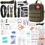 216 Pcs Survival First Aid kit, Professional Survival Gear Equipment Tools First Aid Supplies for SOS Emergency Hiking Hunting Disaster Camping Adventures (Green)
