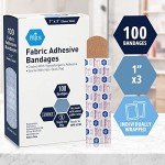 MED PRIDE Sterile Fabric Adhesive Bandages [100 Count]- First Aid Bandages Coated with Hypoallergenic Adhesive & Non-Stick Pad- Latex-Rubber Free Wound Care Bandages- Individual Wrapped- 1”x 3''