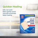 Rite Aid Sheer Adhesive Bandages with Sterile Non Stick Pad, 3" x 4" - 20 Count | Wound Care/First Aid Supplies | Bandage Wrap | Medical Tape for Skin Bandages