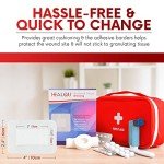 HEALQU Bordered Gauze Island Dressing - 50 Count, 2.4"x4" Sterile Individually Wrapped Gauze Pads with Water-Resistant, Non-Woven Backing - Soft and Breathable Wound Dressing for First Aid & Medical