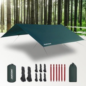 JAICOM Waterproof Camping Tarp - 10X10ft Hammock Rain Fly, Ultralight & Portable & UV Protection Backpacking Tarp, Multifunctional for Outdoor Adventure, Hiking, Tent, Hammock