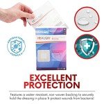HEALQU Bordered Gauze Island Dressing - 50 Count, 2.4"x4" Sterile Individually Wrapped Gauze Pads with Water-Resistant, Non-Woven Backing - Soft and Breathable Wound Dressing for First Aid & Medical