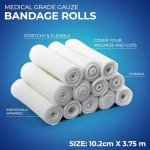 Medpride Conforming Gauze Rolls (4''x 4.1 Yards) – Pack of 12 First Aid Rolled Stretch Bandages for Wounds & Injuries – Disposable Nonsterile Body Wrap Dressing for The Knee, Ankle, Hands, Wrist