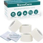 NanaCare Paper Surgical Tape 1 inch x 11yd +10pc Gauze Pads| 4 Rolls Microporous Micropore Tape|Medical Tape for Skin, Dressings, Face, Wound Care | First Aid Bandage Tape