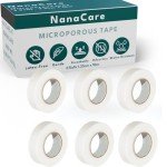 Nanacare Paper Surgical Tape 1/2 inch x 11yd (6 Rolls) +10pc Gauze Pads | Microporous Micropore Tape | Earring Tape |Medical Tape for Skin, Dressings,Face, Wound Care | First Aid Bandage Tape