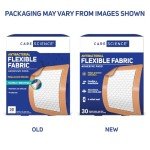 Care Science Fabric Adhesive Pad Bandages, 3x4 inches Extra Large Flexible Non-Stick Strip, Helps Prevent Infection, Breathable Protection, for First Aid & Wound Care, 30 Count